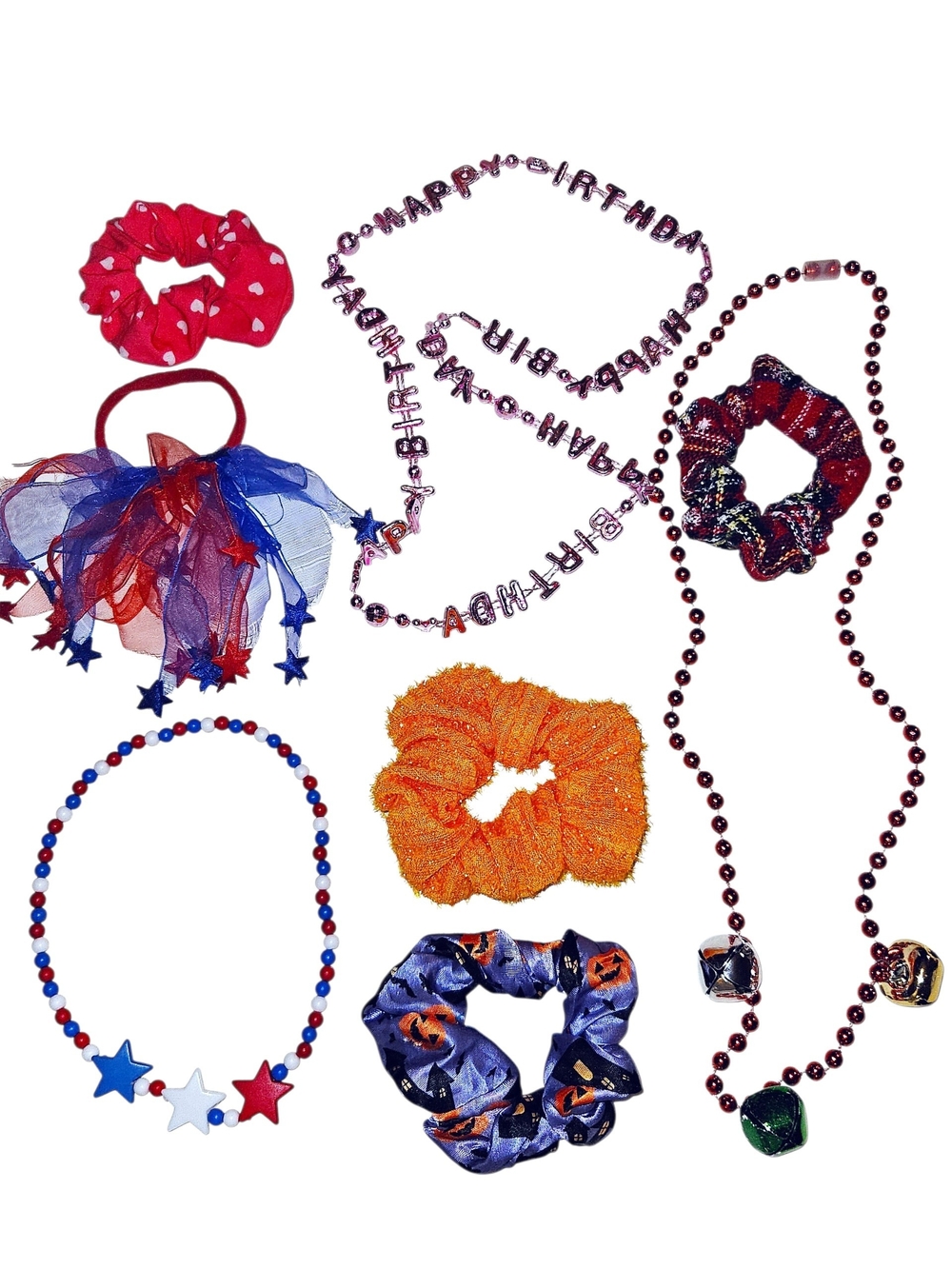 Girls 8 PC Holiday Accessories Bundle 4th of July Halloween Christmas
